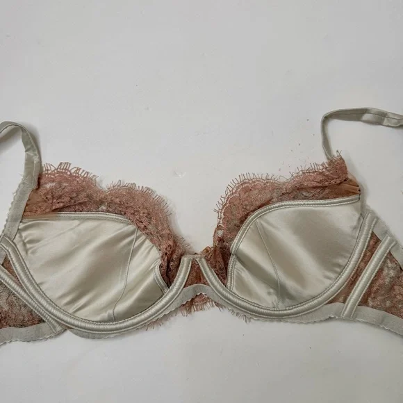 NWT AGENT PROVOCATEUR Lorelli Lace Silk Underwire Bra Rose Gold and Silver 34D - Picture 12 of 16
